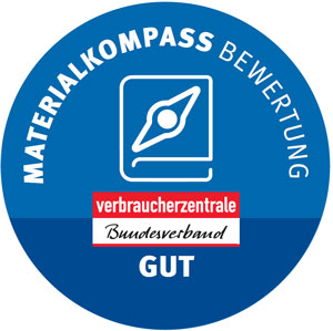 Qualitätssiegel des Materialkompass Bewertung "Gut"