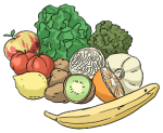 Grafik; Verschiedene Obst- und Gemüsesorten